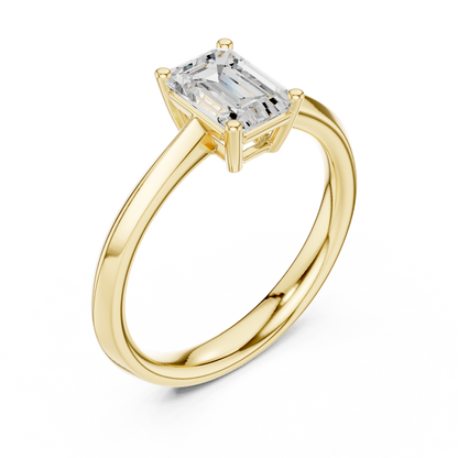 Emerald Solitaire Lab Grown Diamond Ring