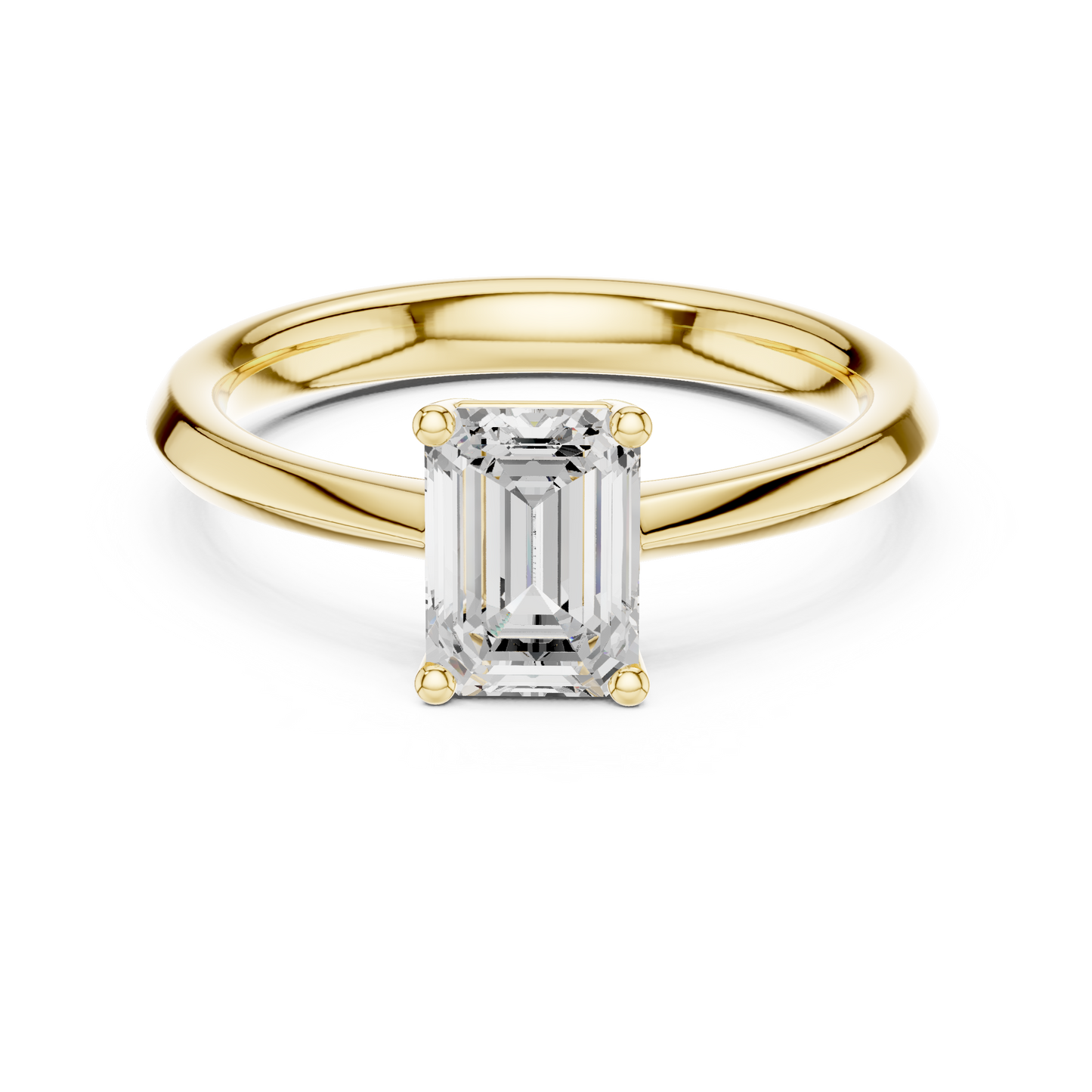 Emerald Solitaire Lab Grown Diamond Ring