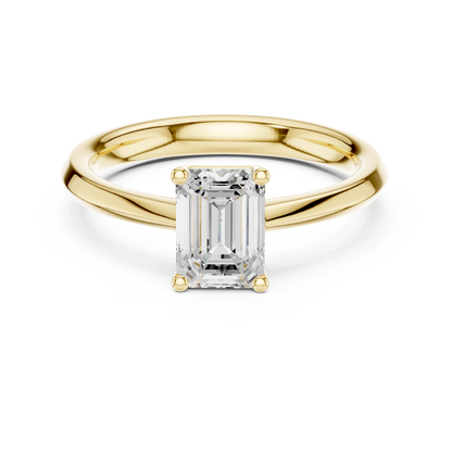 Emerald Solitaire Lab Grown Diamond Ring