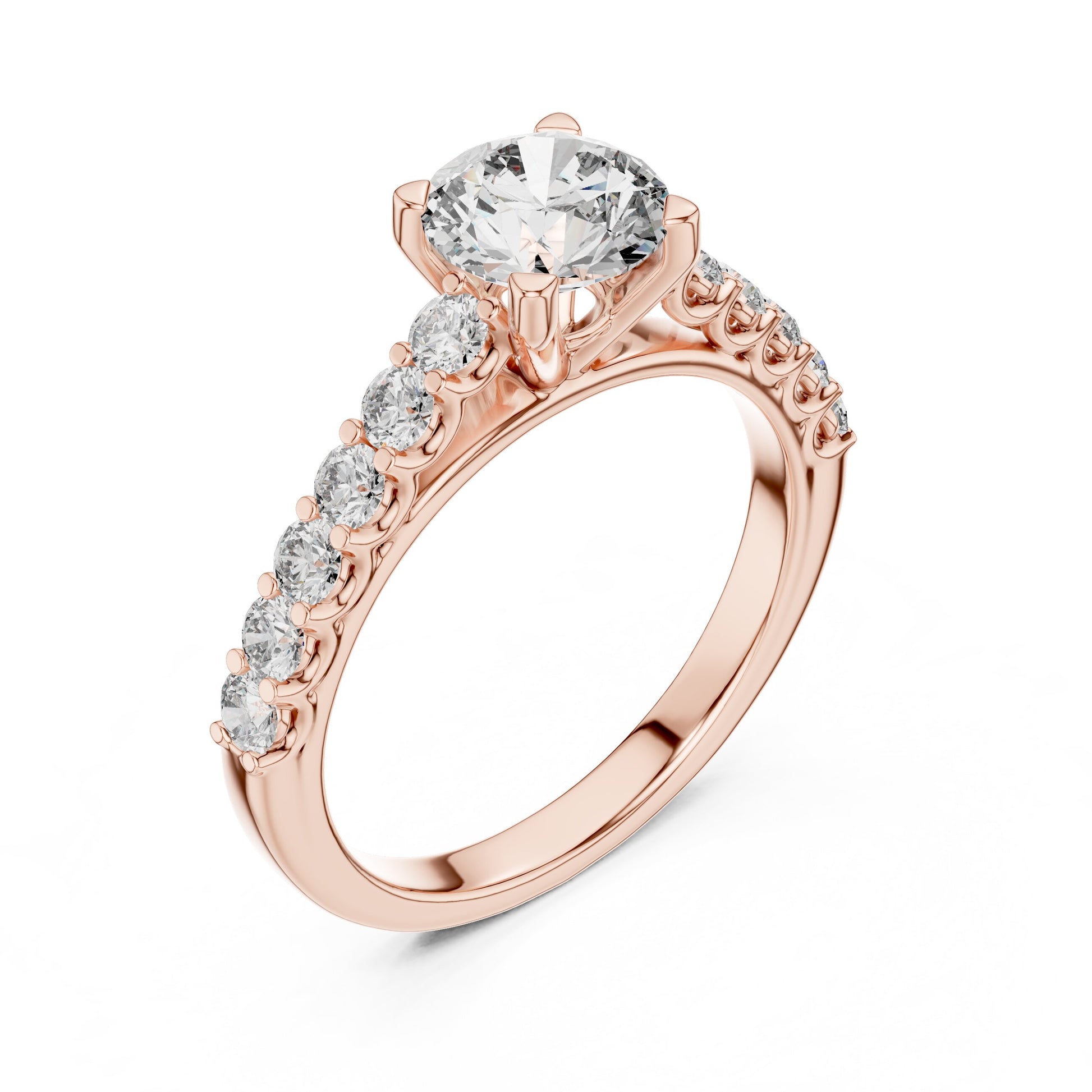 Round Side Stone Lab Grown Diamond Ring