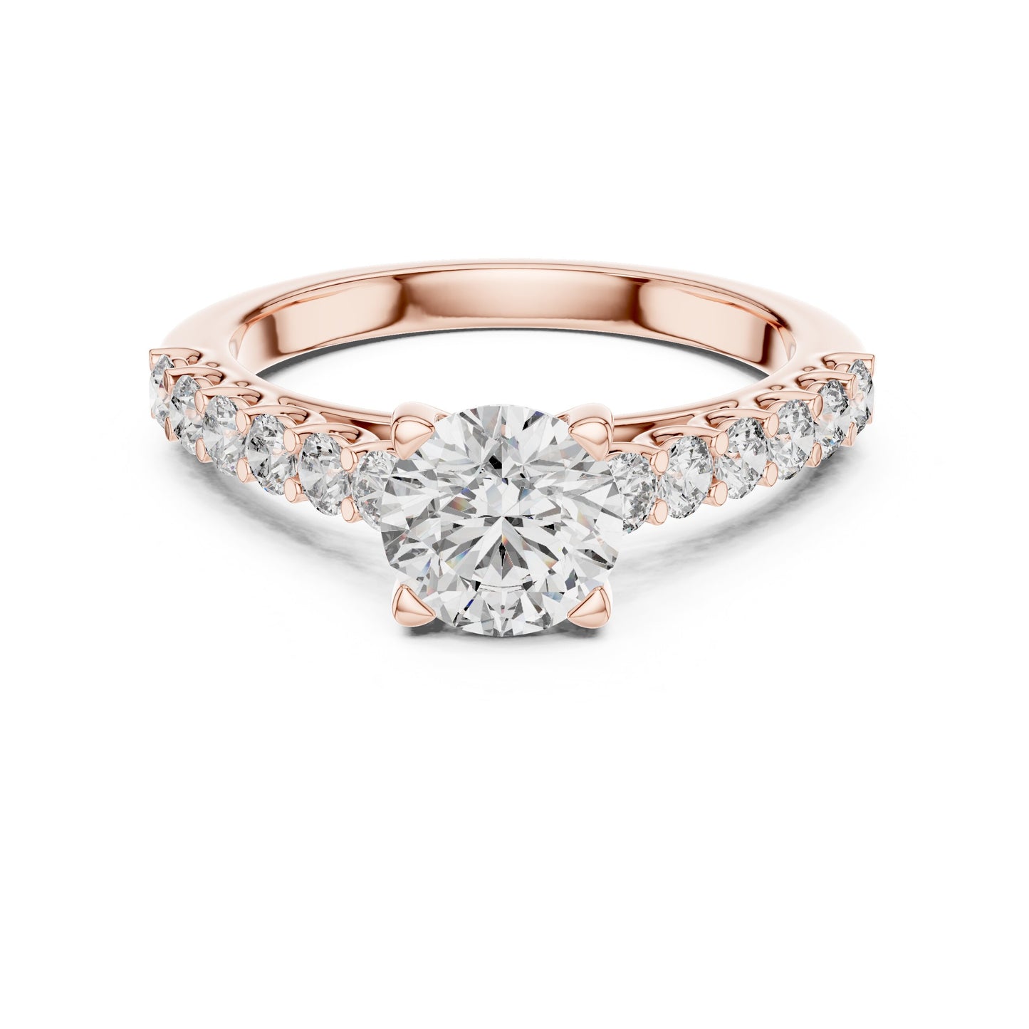 Round Side Stone Lab Grown Diamond Ring