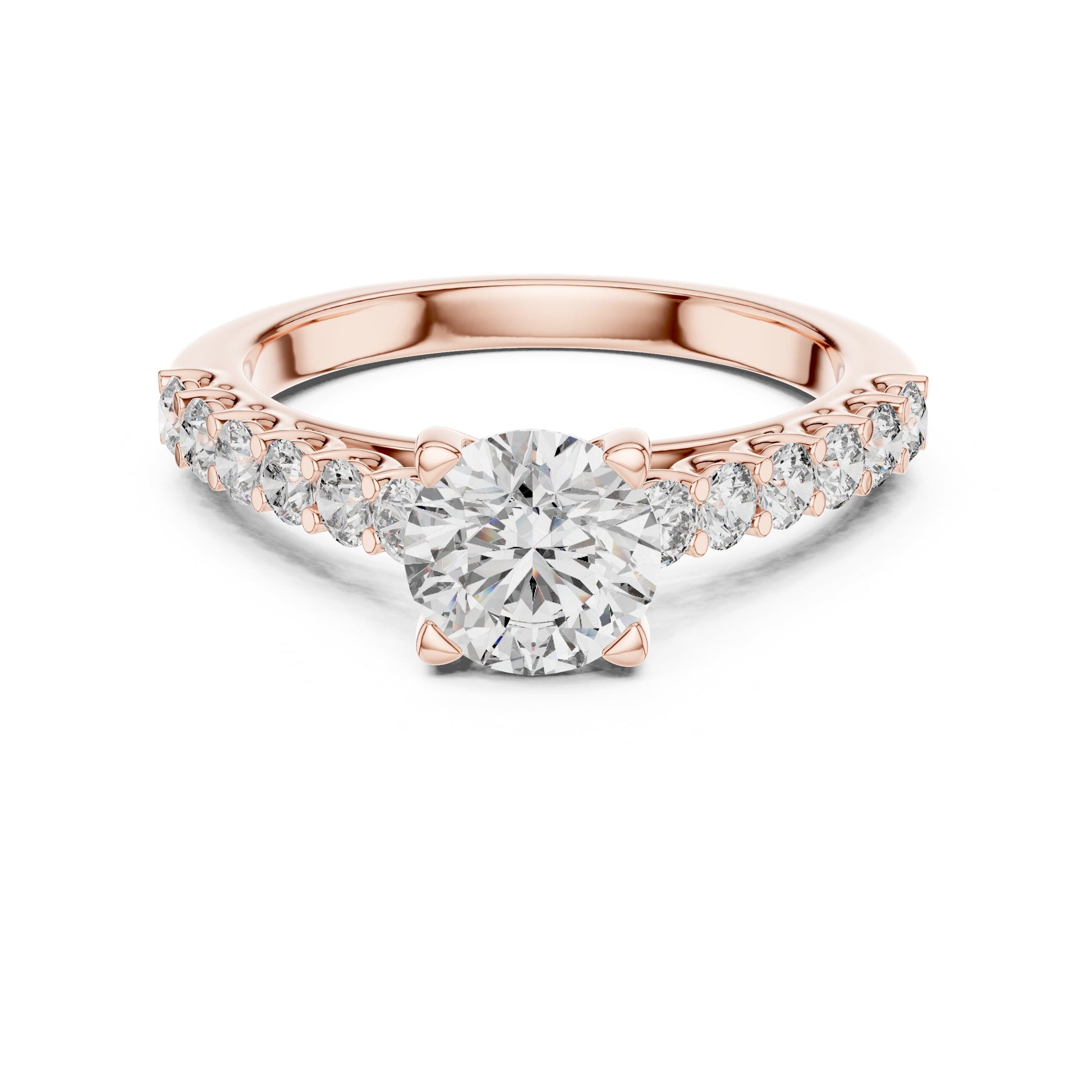 Round Side Stone Lab Grown Diamond Ring