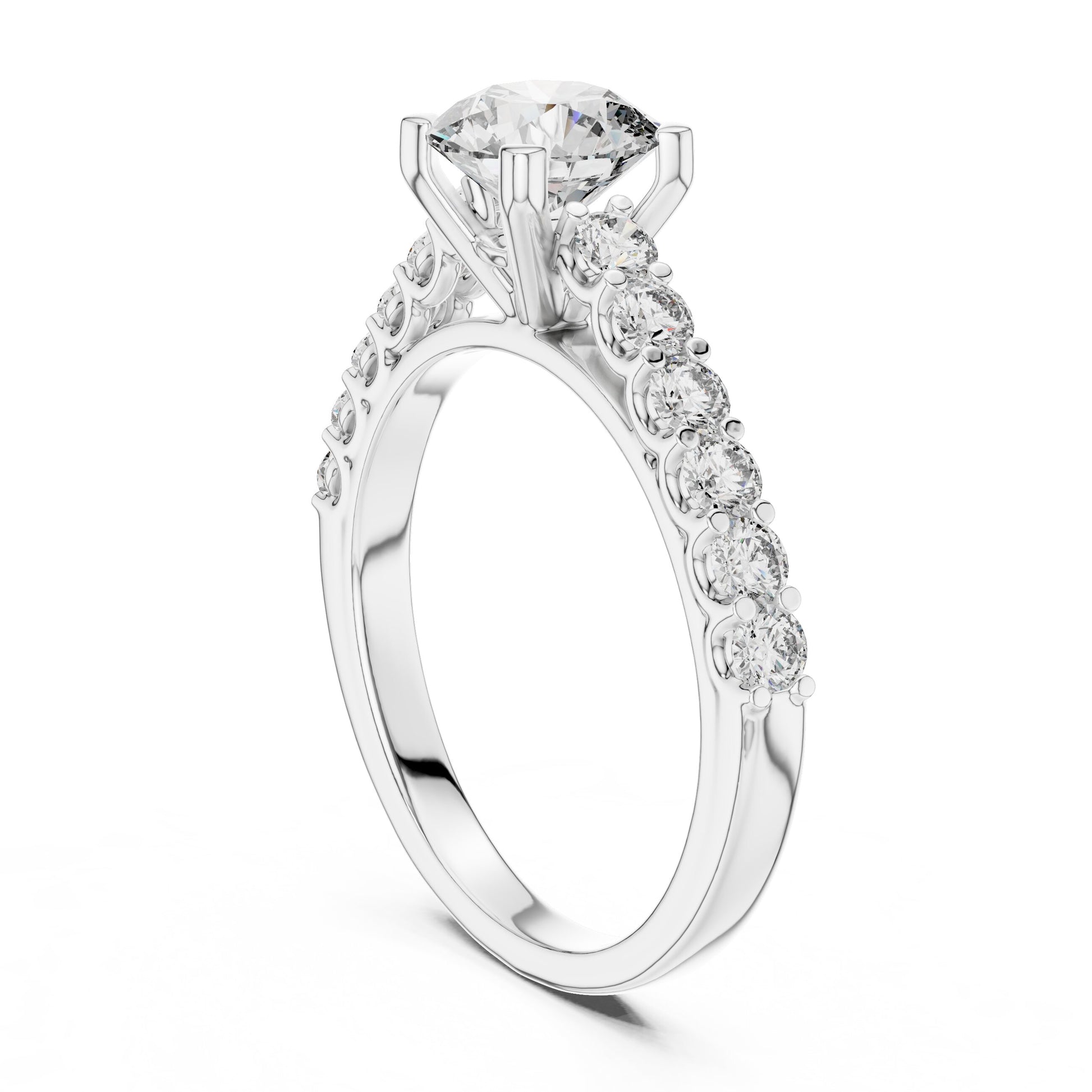 Round Side Stone Lab Grown Diamond Ring