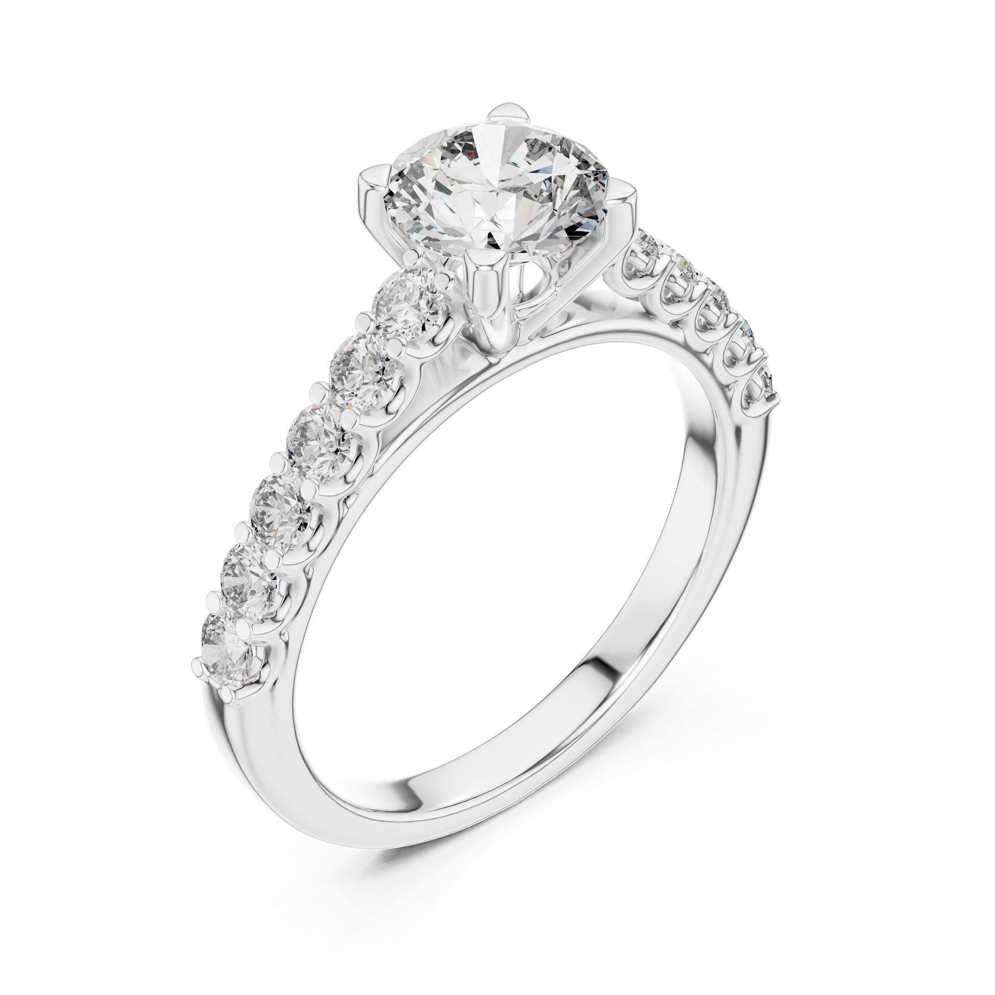 Round Side Stone Lab Grown Diamond Ring