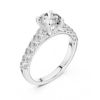 Round Side Stone Lab Grown Diamond Ring
