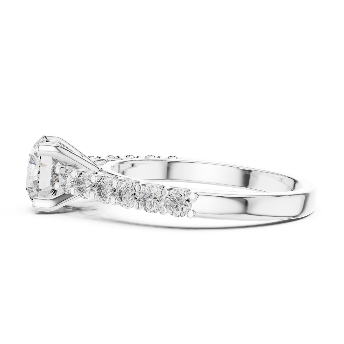 Round Side Stone Lab Grown Diamond Ring