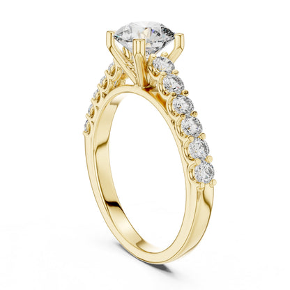 Round Side Stone Lab Grown Diamond Ring