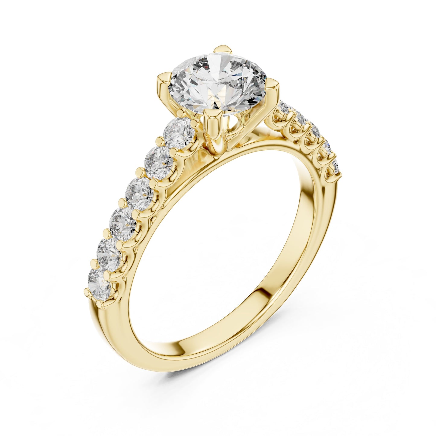 Round Side Stone Lab Grown Diamond Ring