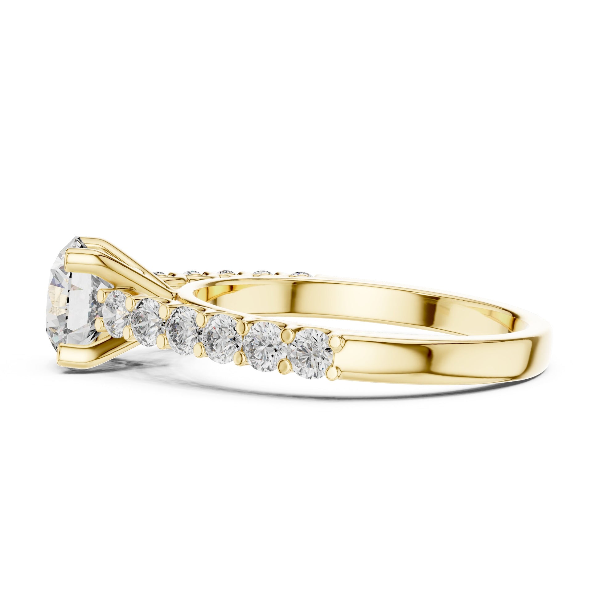 Round Side Stone Lab Grown Diamond Ring