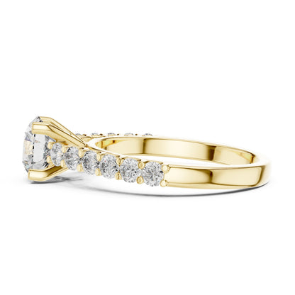 Round Side Stone Lab Grown Diamond Ring