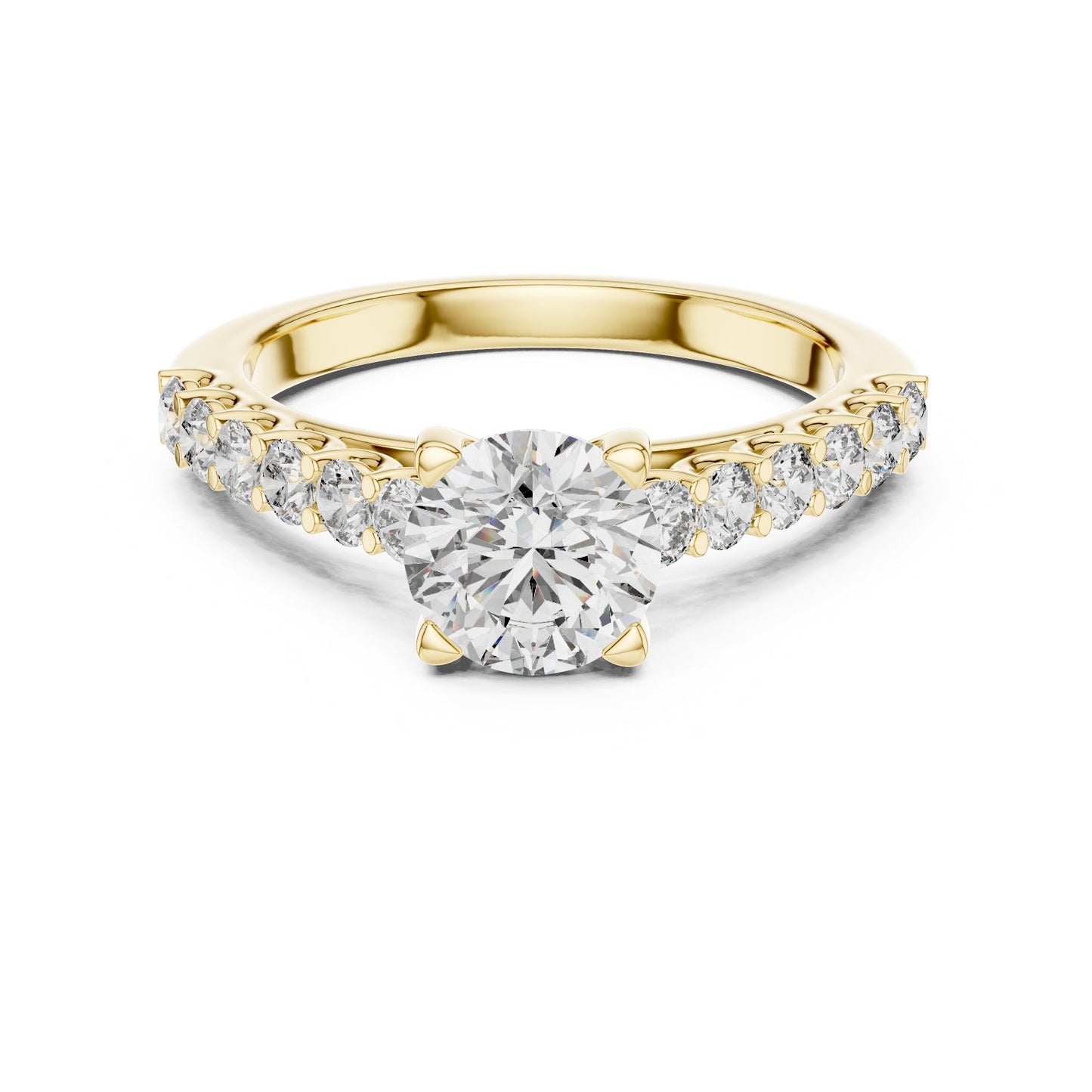 Round Side Stone Lab Grown Diamond Ring