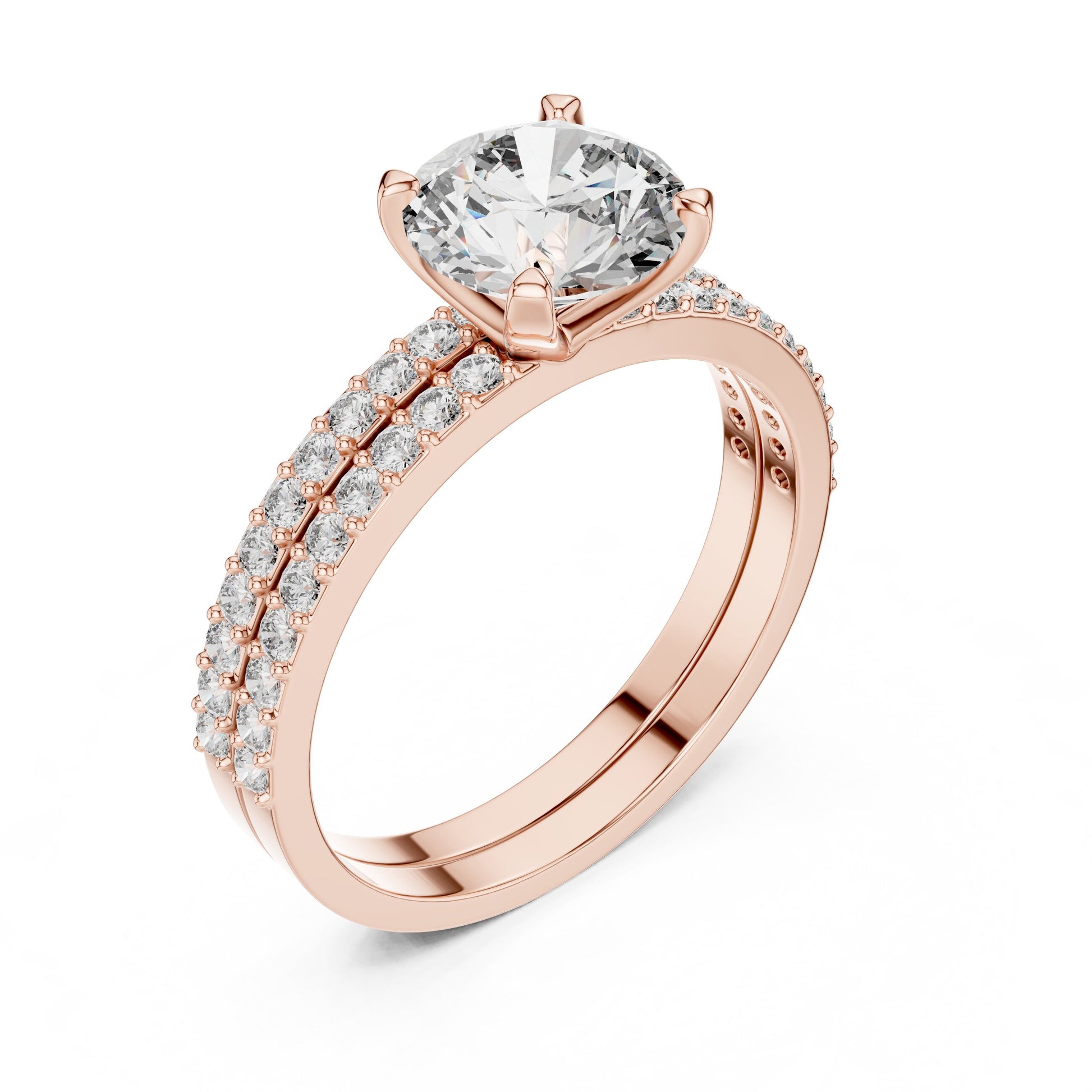 Round Side Stone Lab Grown Diamond Ring