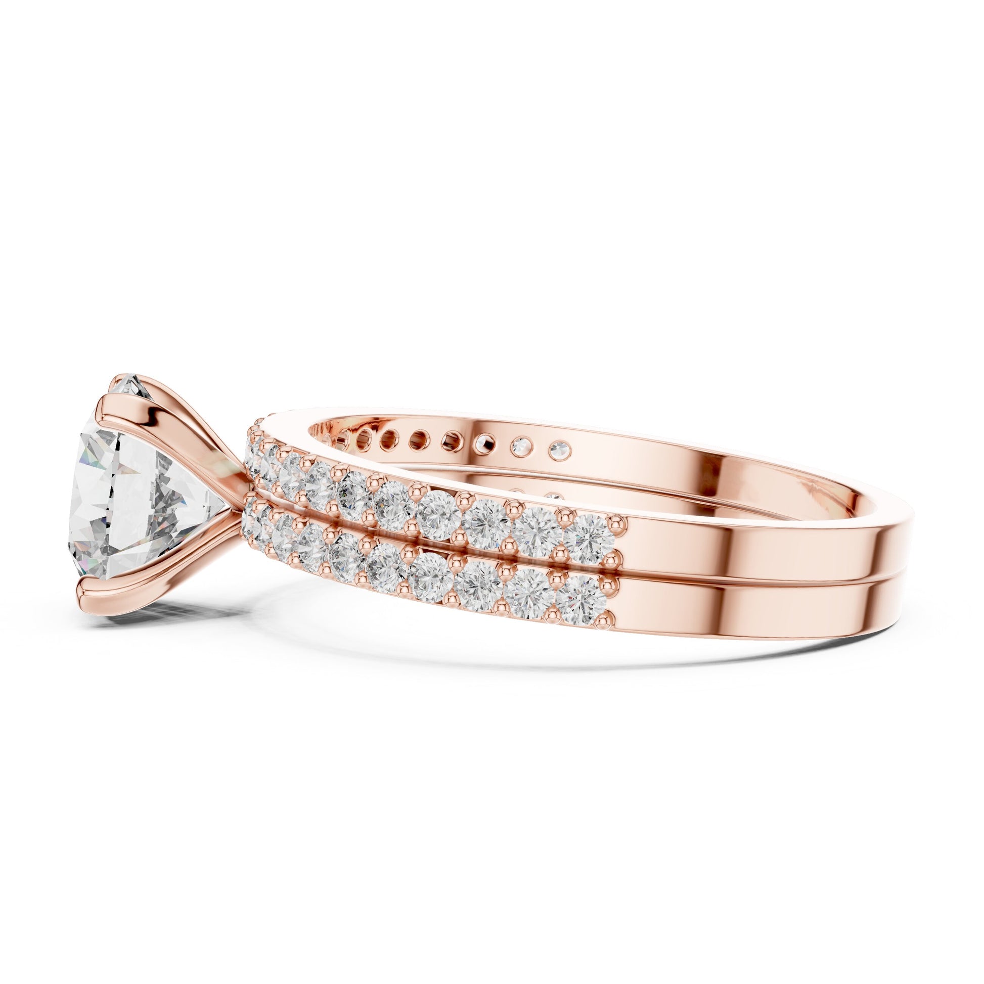 Round Side Stone Lab Grown Diamond Ring
