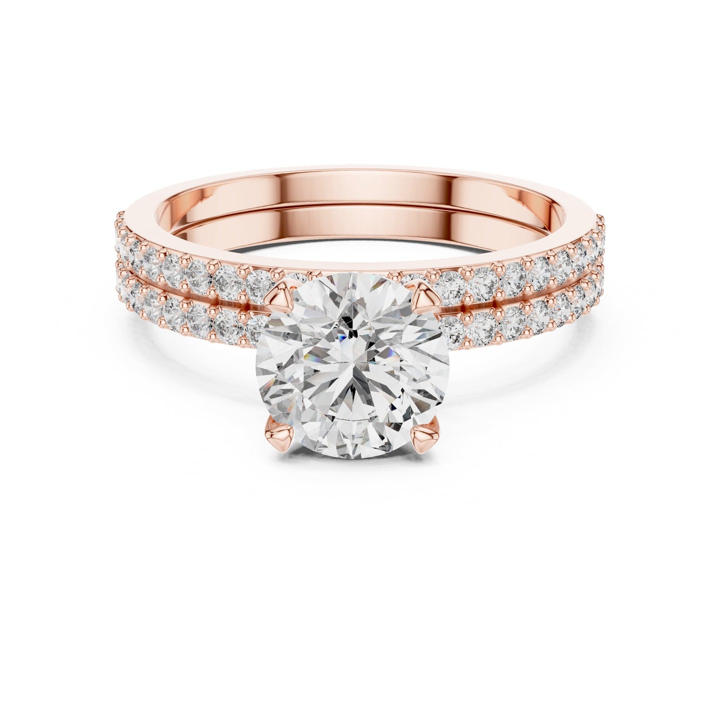 Round Side Stone Lab Grown Diamond Ring