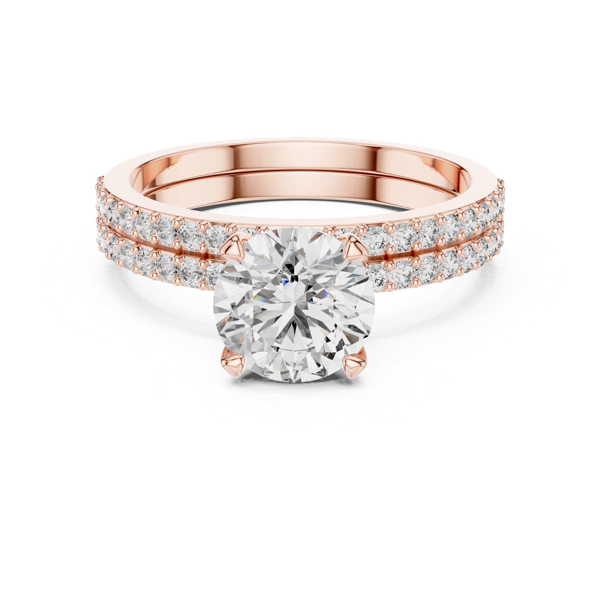 Round Side Stone Lab Grown Diamond Ring