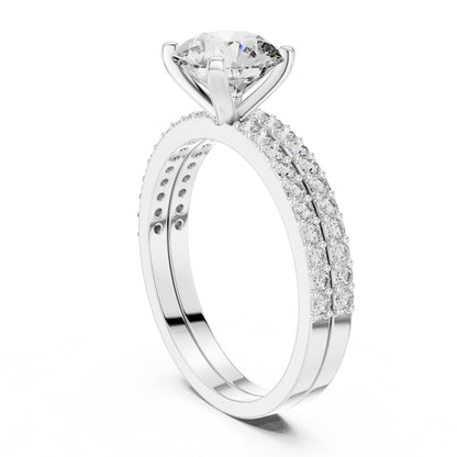 Round Side Stone Lab Grown Diamond Ring