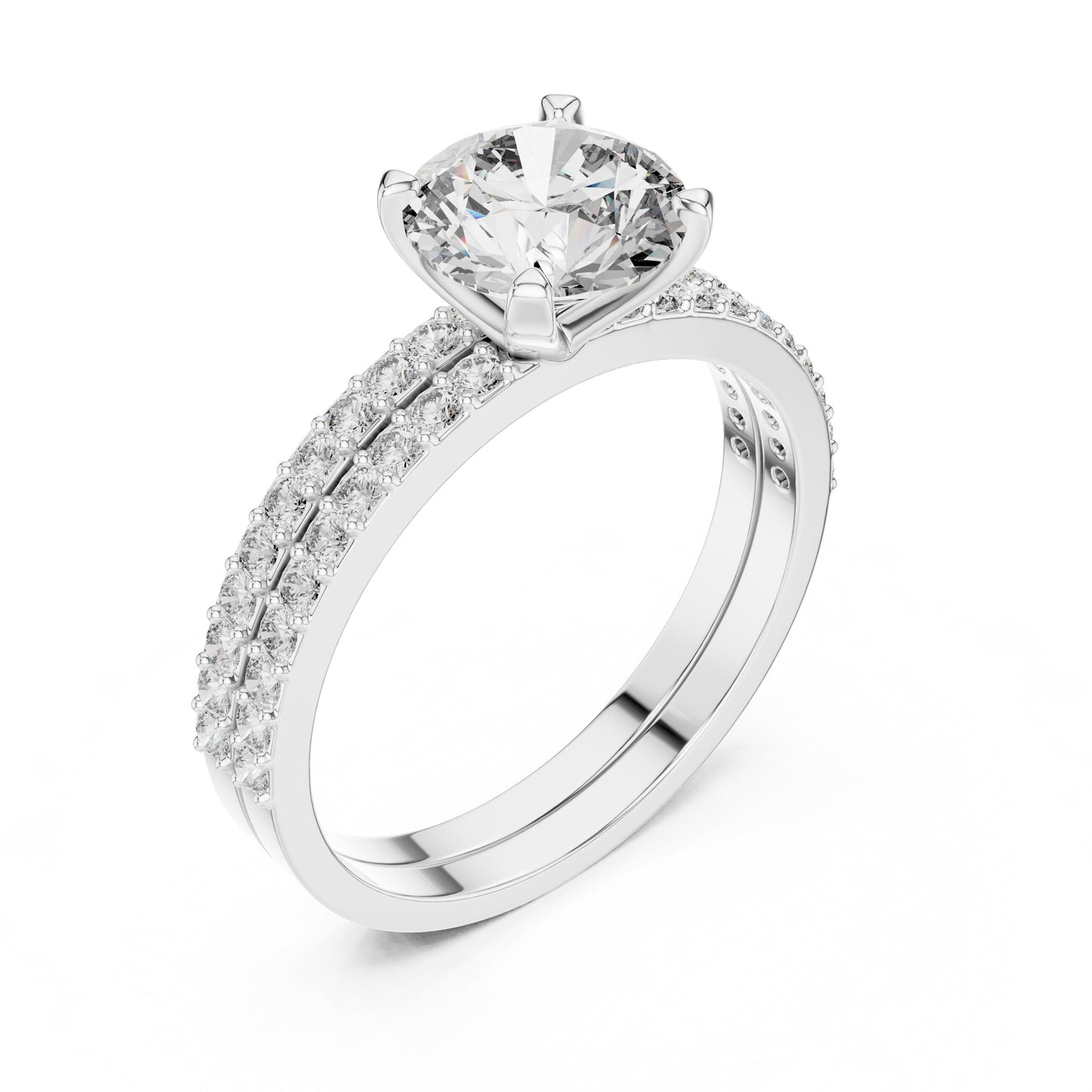 Round Side Stone Lab Grown Diamond Ring
