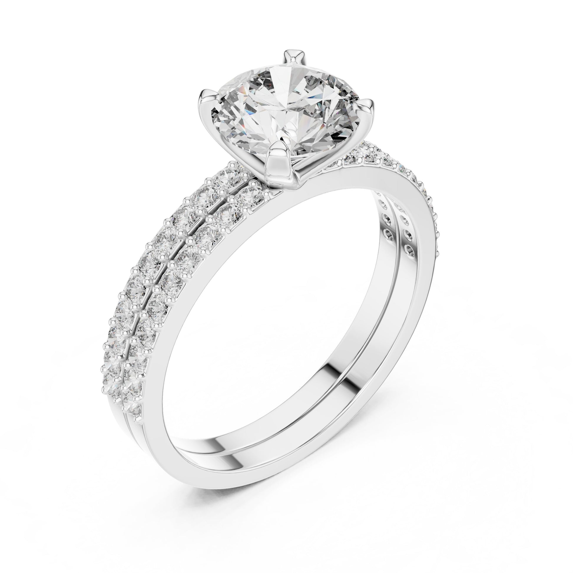 Round Side Stone Lab Grown Diamond Ring