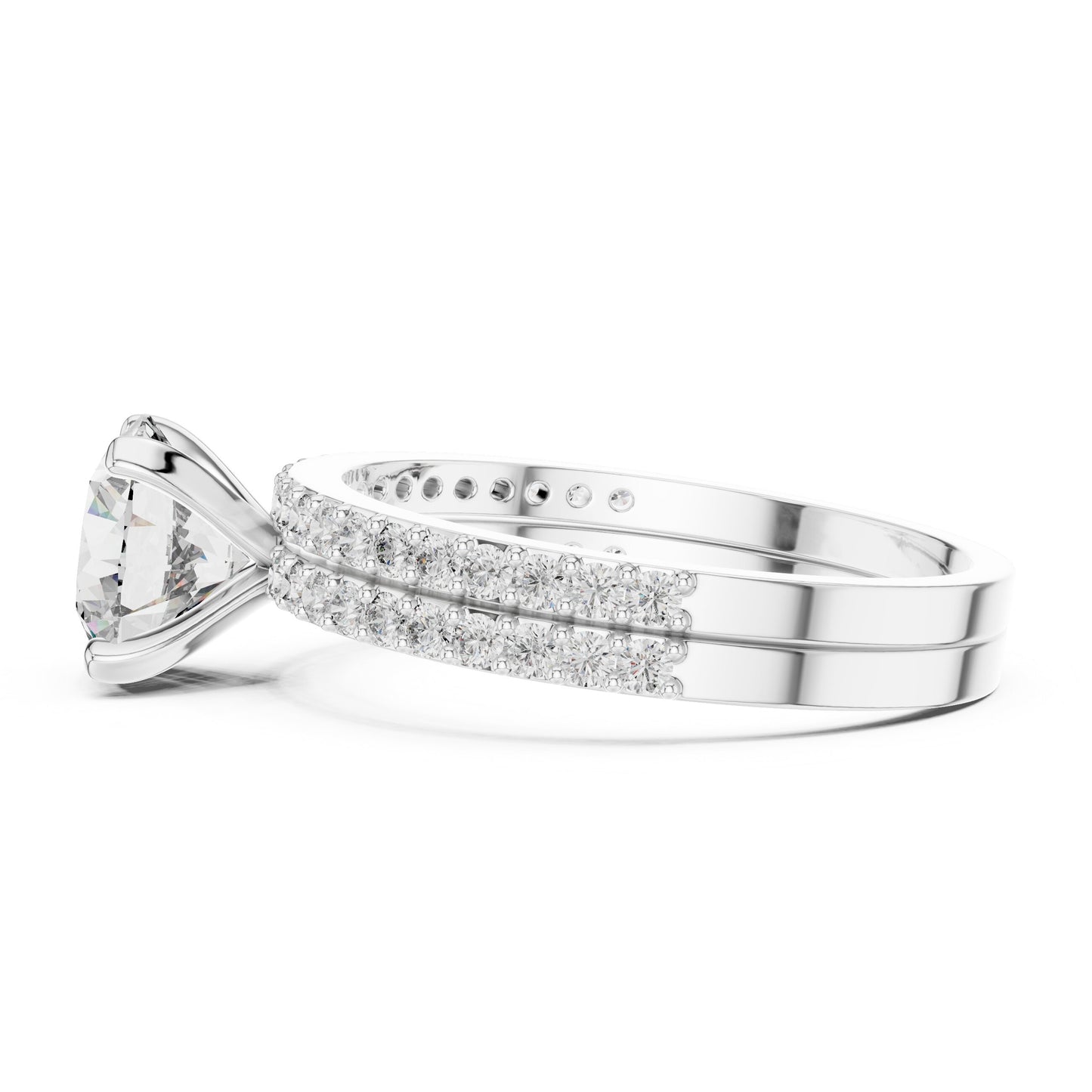 Round Side Stone Lab Grown Diamond Ring