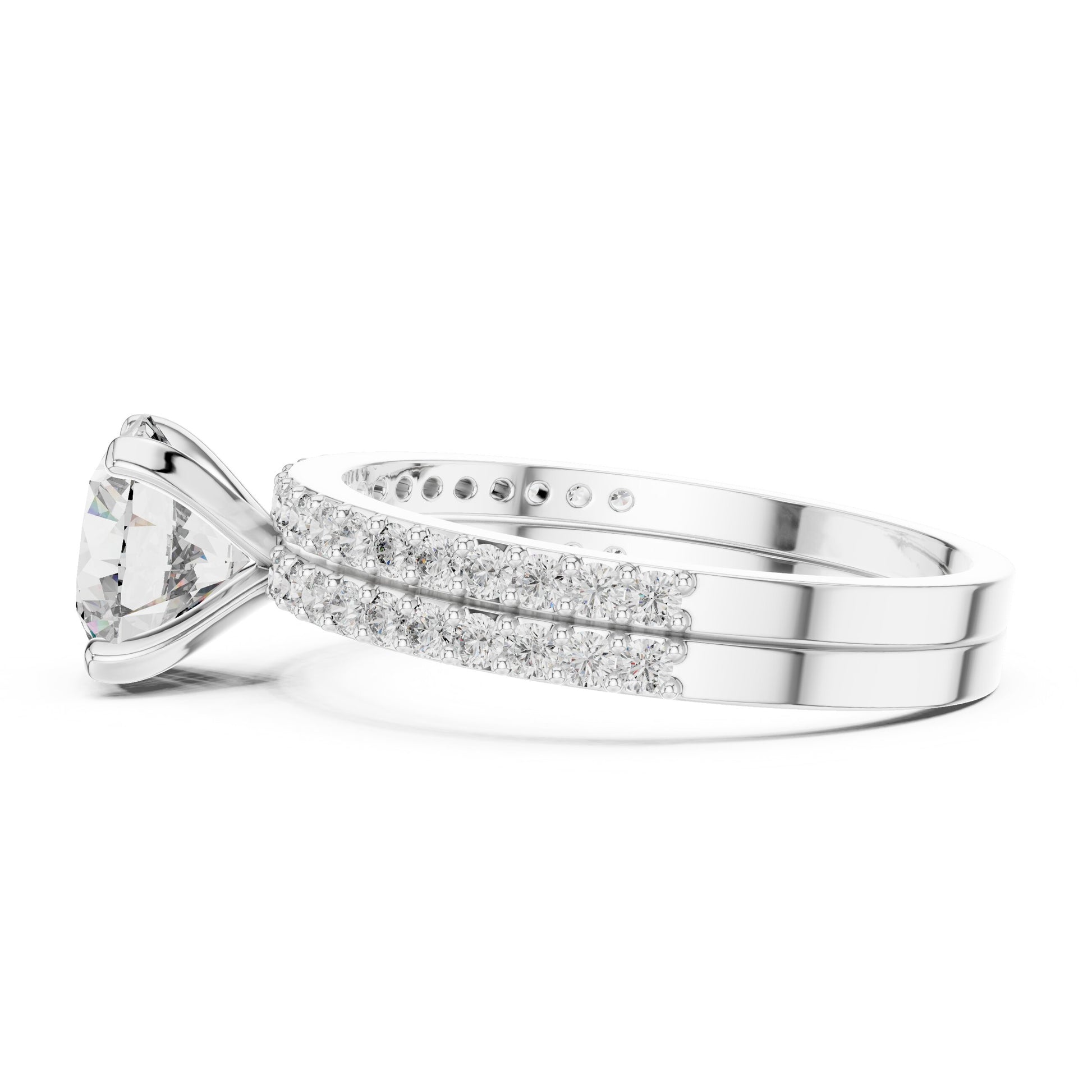 Round Side Stone Lab Grown Diamond Ring