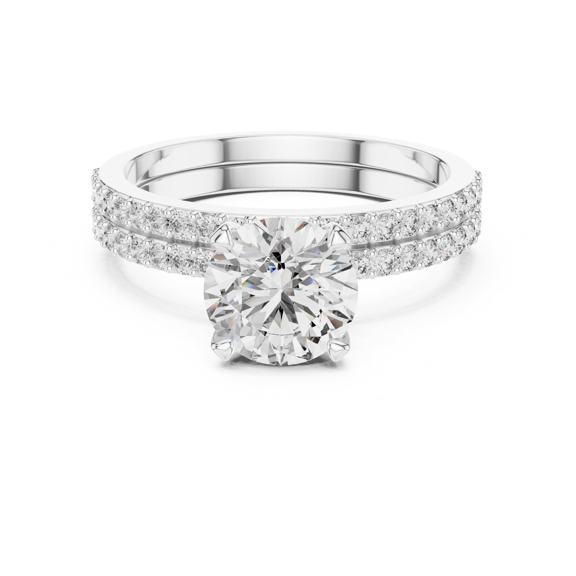Round Side Stone Lab Grown Diamond Ring