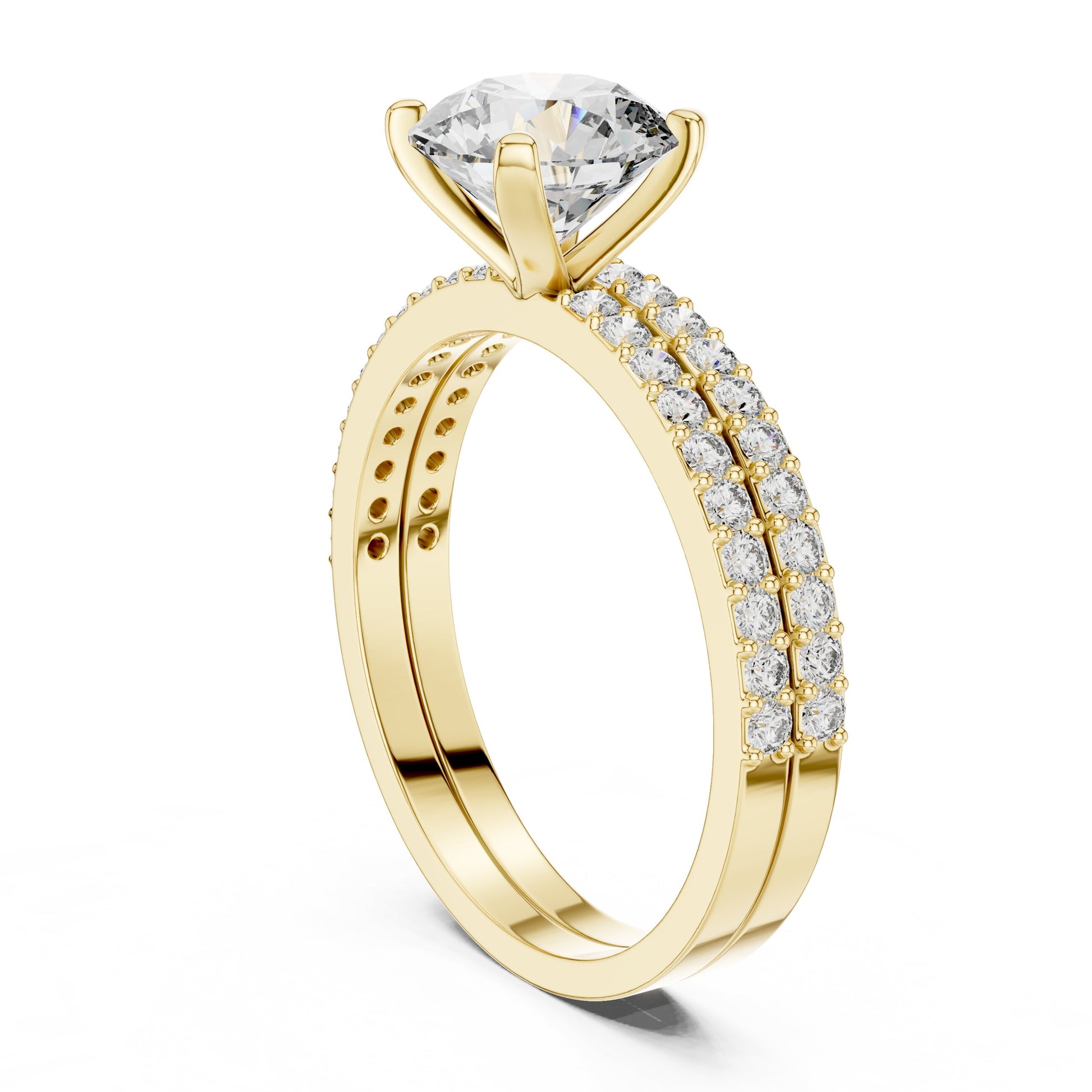 Round Side Stone Lab Grown Diamond Ring