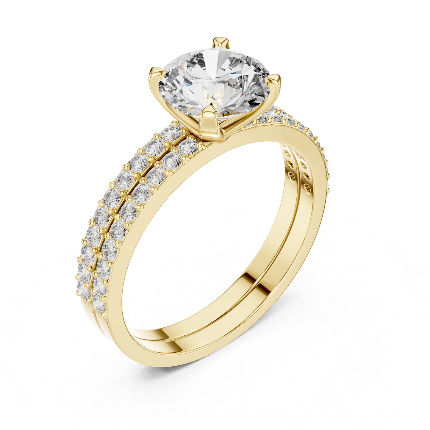 Round Side Stone Lab Grown Diamond Ring