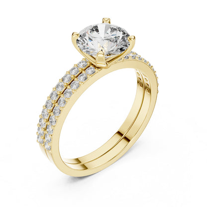 Round Side Stone Lab Grown Diamond Ring