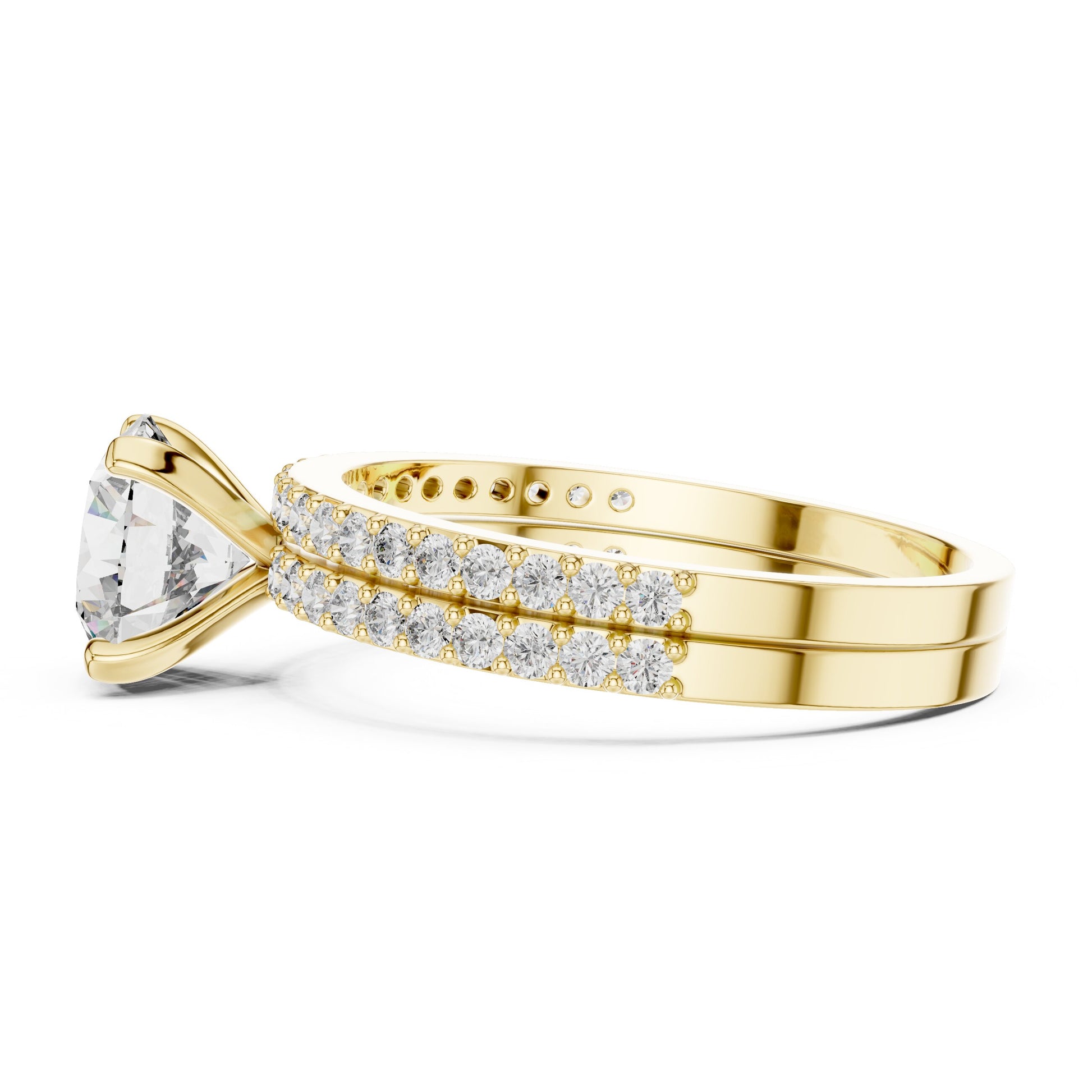 Round Side Stone Lab Grown Diamond Ring
