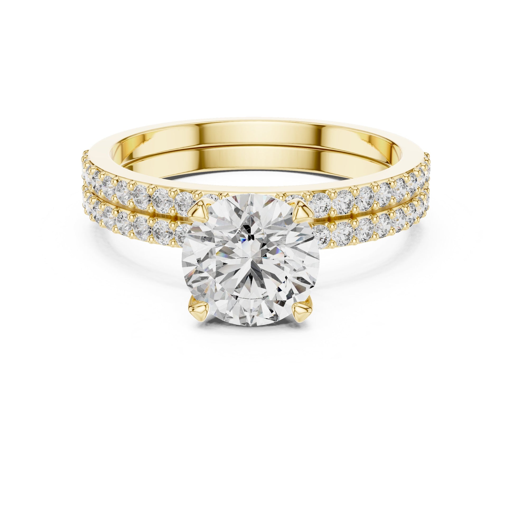 Round Side Stone Lab Grown Diamond Ring