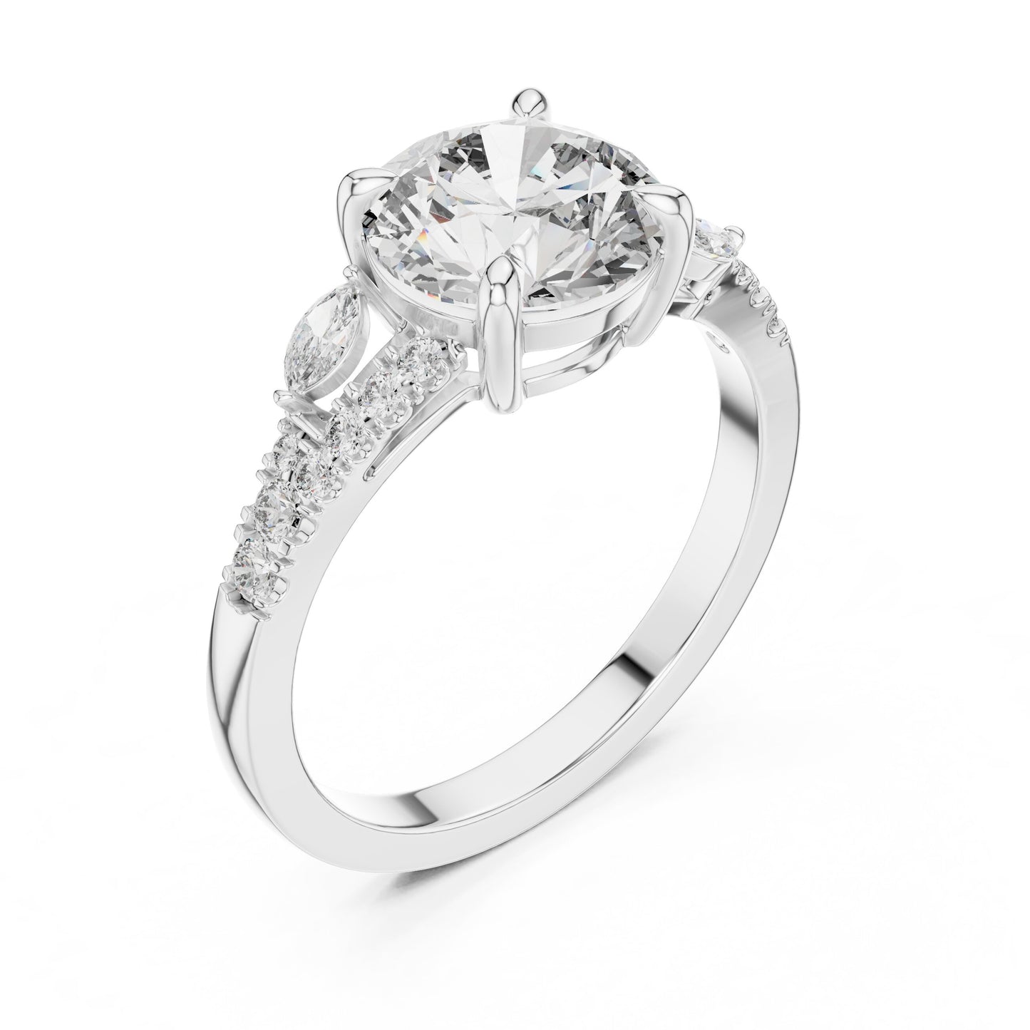 Mixed Shape Lab Grown Diamond Side Stone Ring