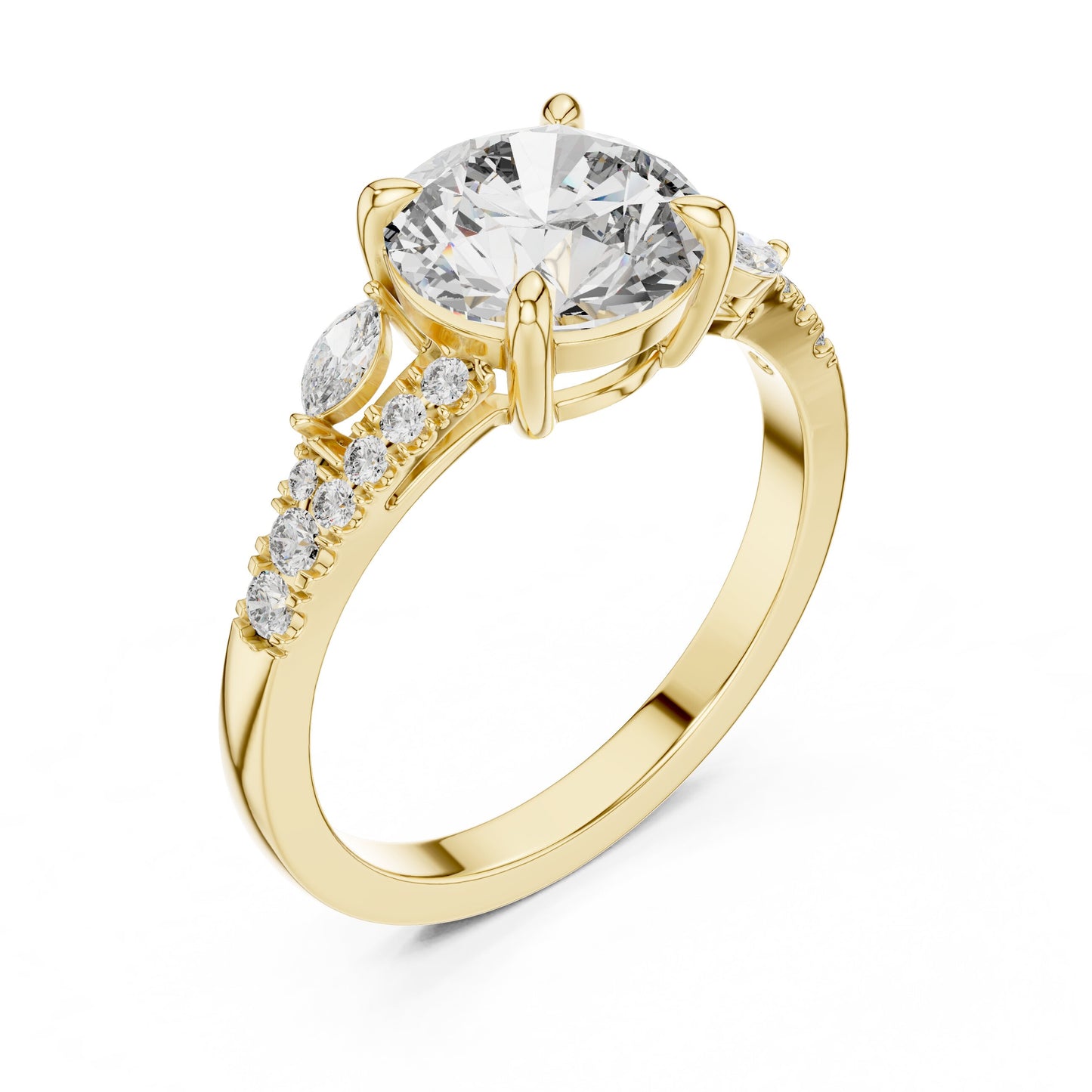 Mixed Shape Lab Grown Diamond Side Stone Ring