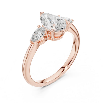 Pear Three Stone Lab Grown Diamond Ring