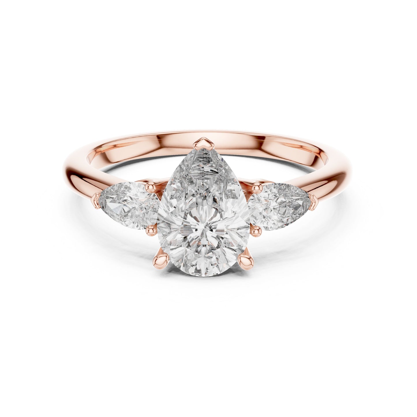 Pear Three Stone Lab Grown Diamond Ring