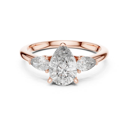 Pear Three Stone Lab Grown Diamond Ring