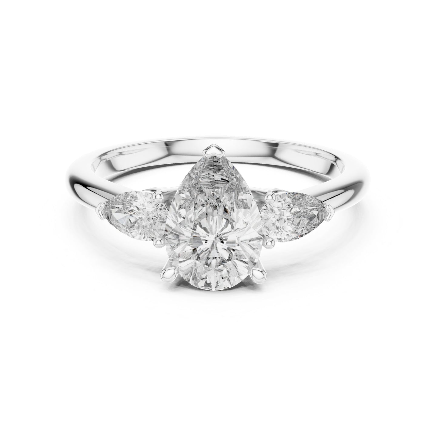 Pear Three Stone Lab Grown Diamond Ring