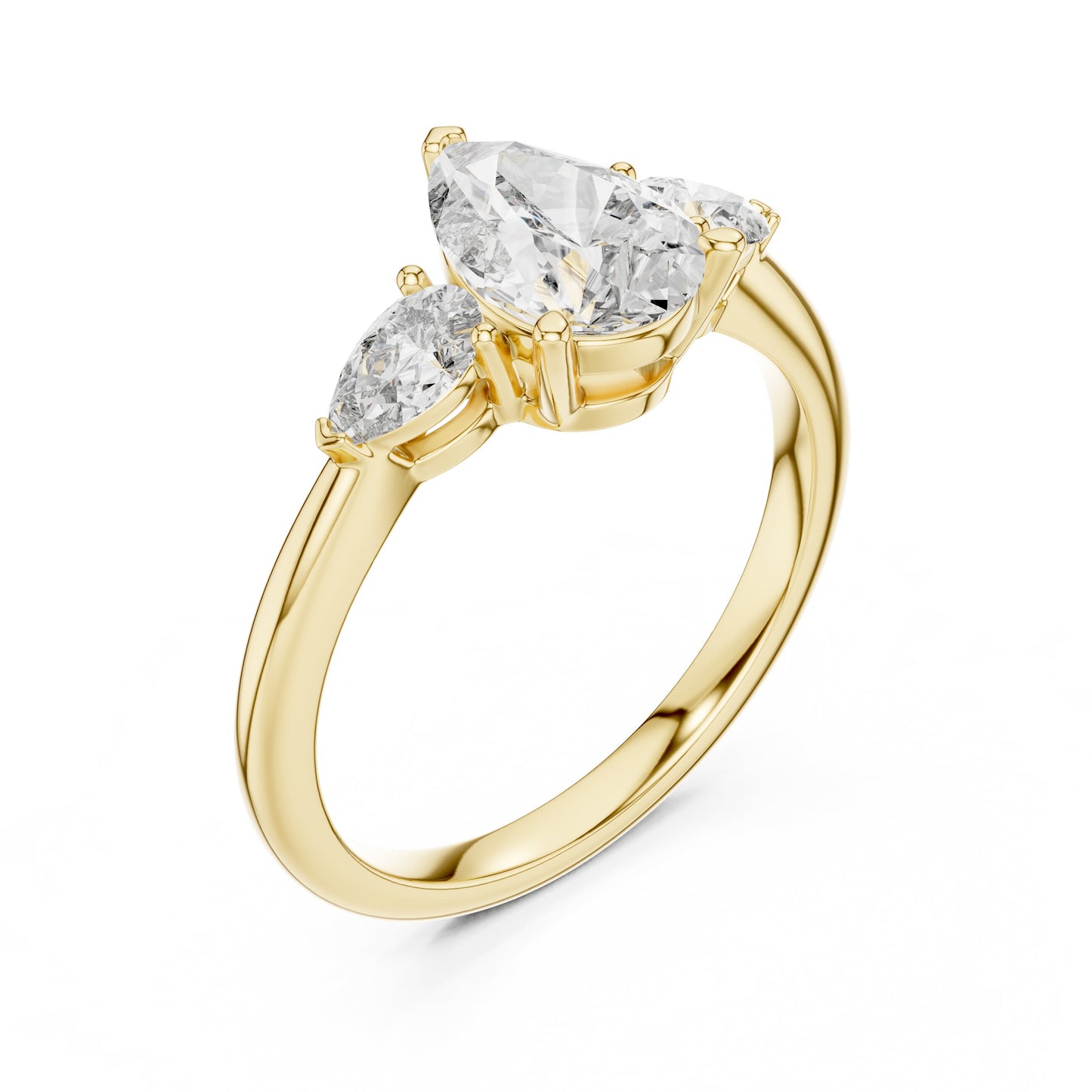 Pear Three Stone Lab Grown Diamond Ring