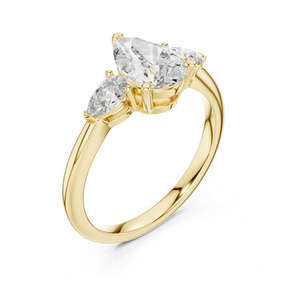 Pear Three Stone Lab Grown Diamond Ring