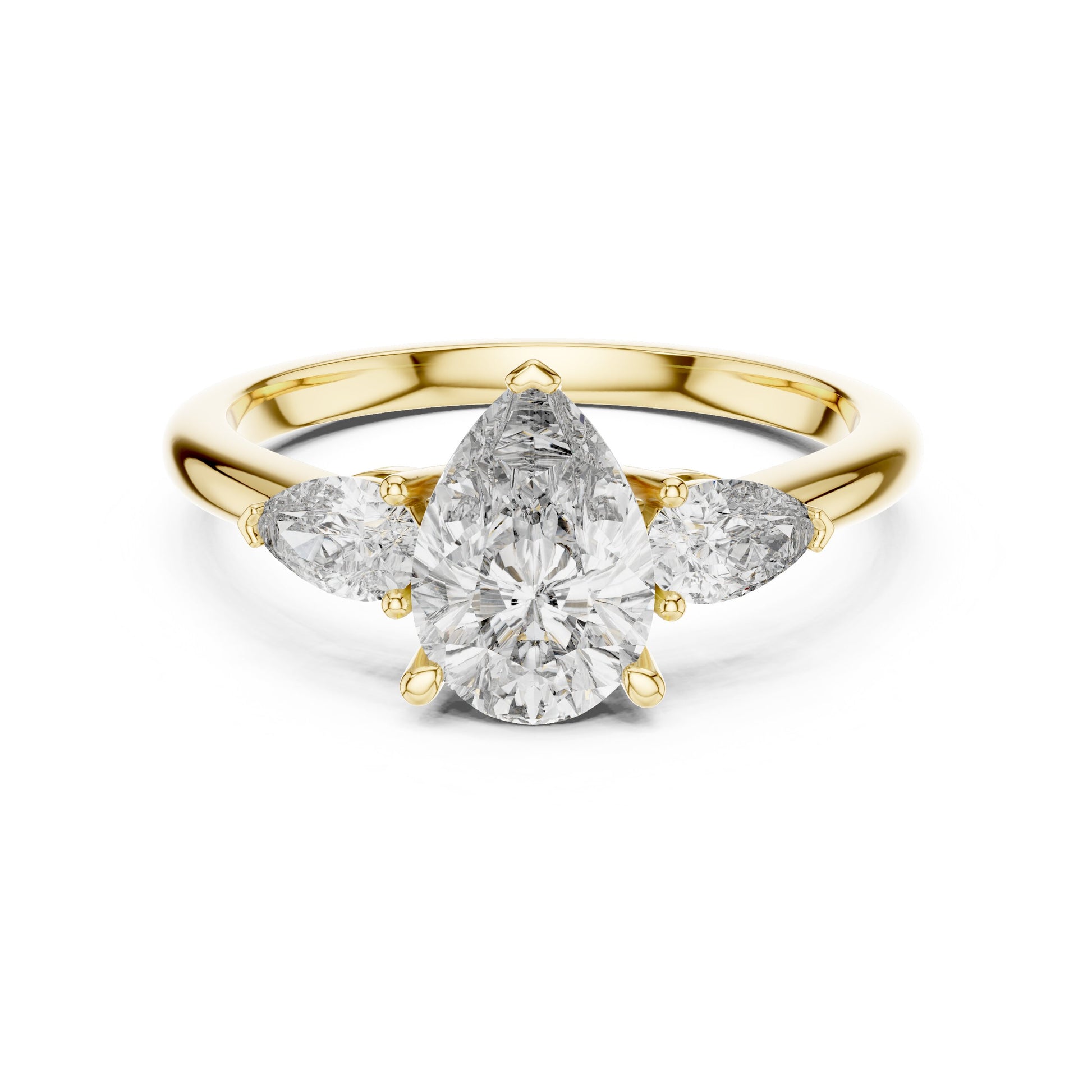 Pear Three Stone Lab Grown Diamond Ring