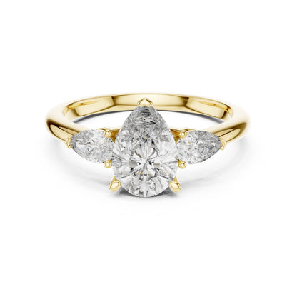 Pear Three Stone Lab Grown Diamond Ring