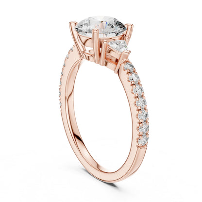 Round Side Stone Lab Grown Diamond Ring