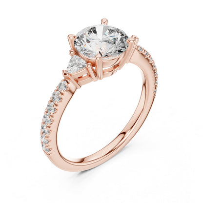 Round Side Stone Lab Grown Diamond Ring