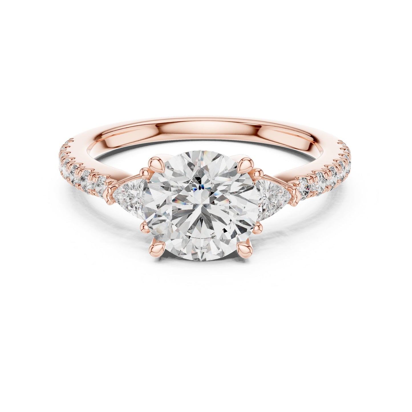 Round Side Stone Lab Grown Diamond Ring