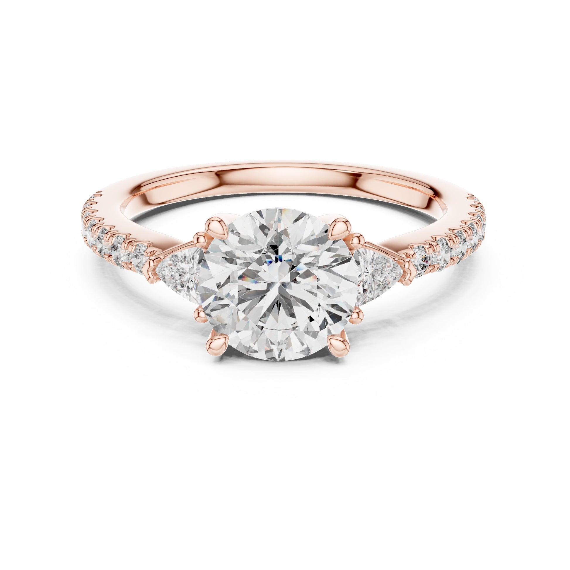 Round Side Stone Lab Grown Diamond Ring