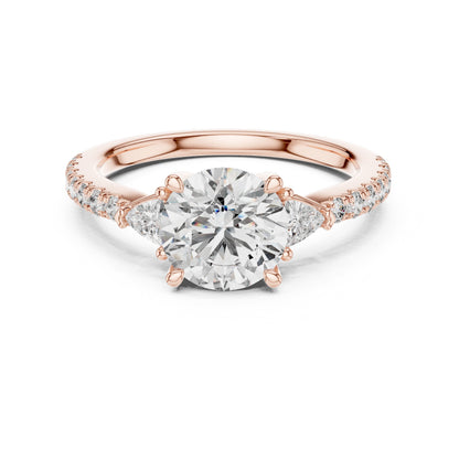 Round Side Stone Lab Grown Diamond Ring