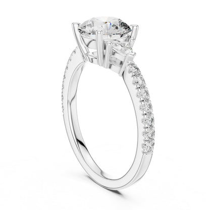 Round Side Stone Lab Grown Diamond Ring