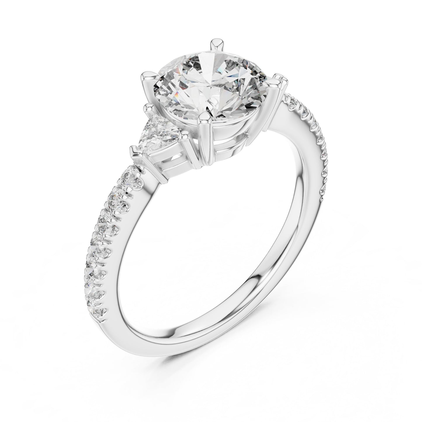 Round Side Stone Lab Grown Diamond Ring