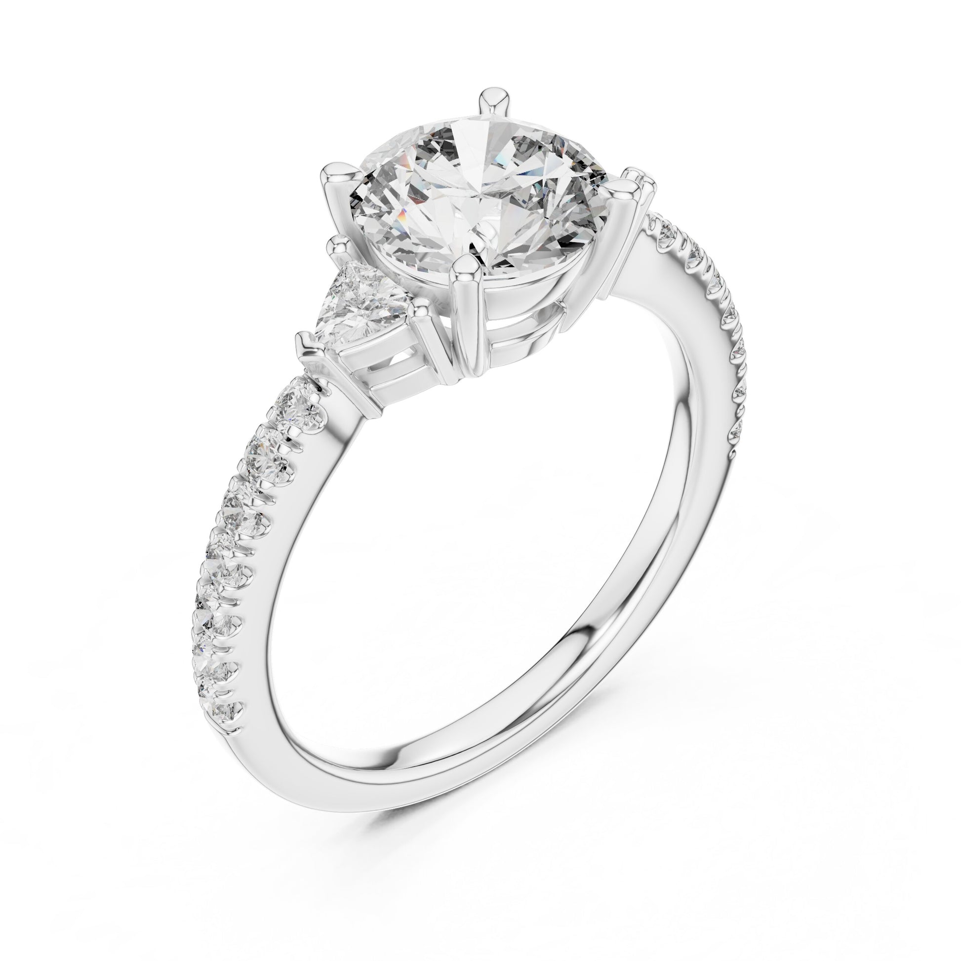 Round Side Stone Lab Grown Diamond Ring