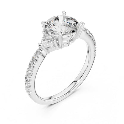 Round Side Stone Lab Grown Diamond Ring