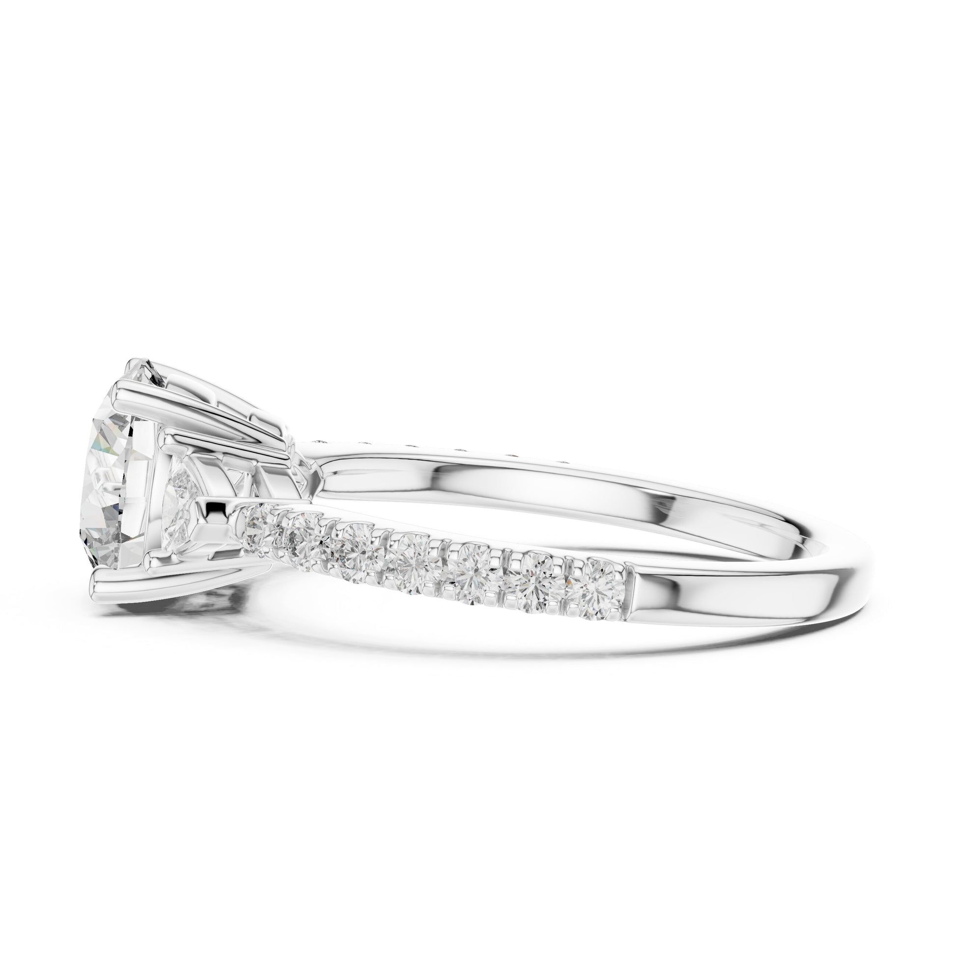 Round Side Stone Lab Grown Diamond Ring